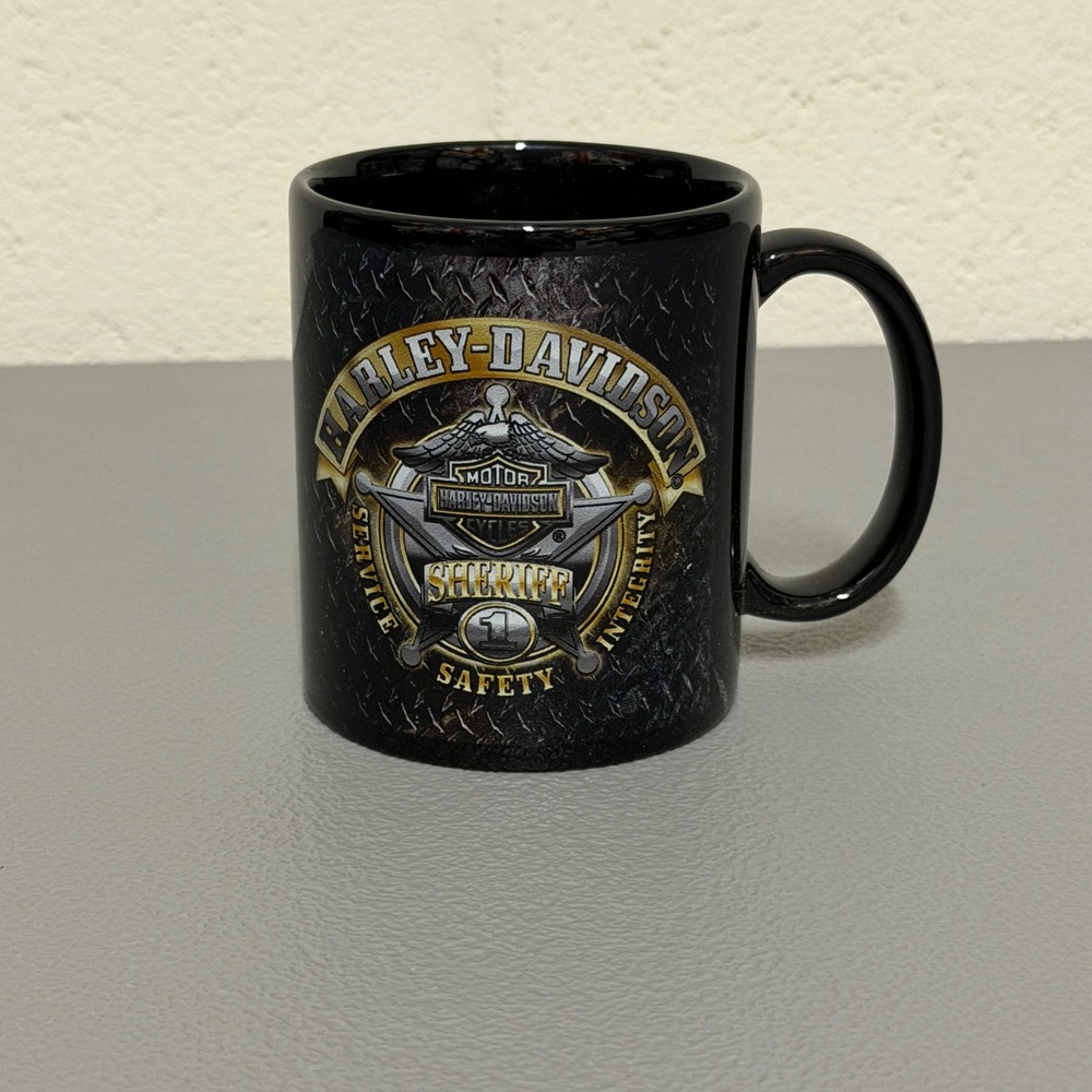 Harley-Davidson Sheriff Coffee Mug Black Diamond Plate Badge CM126477 2017